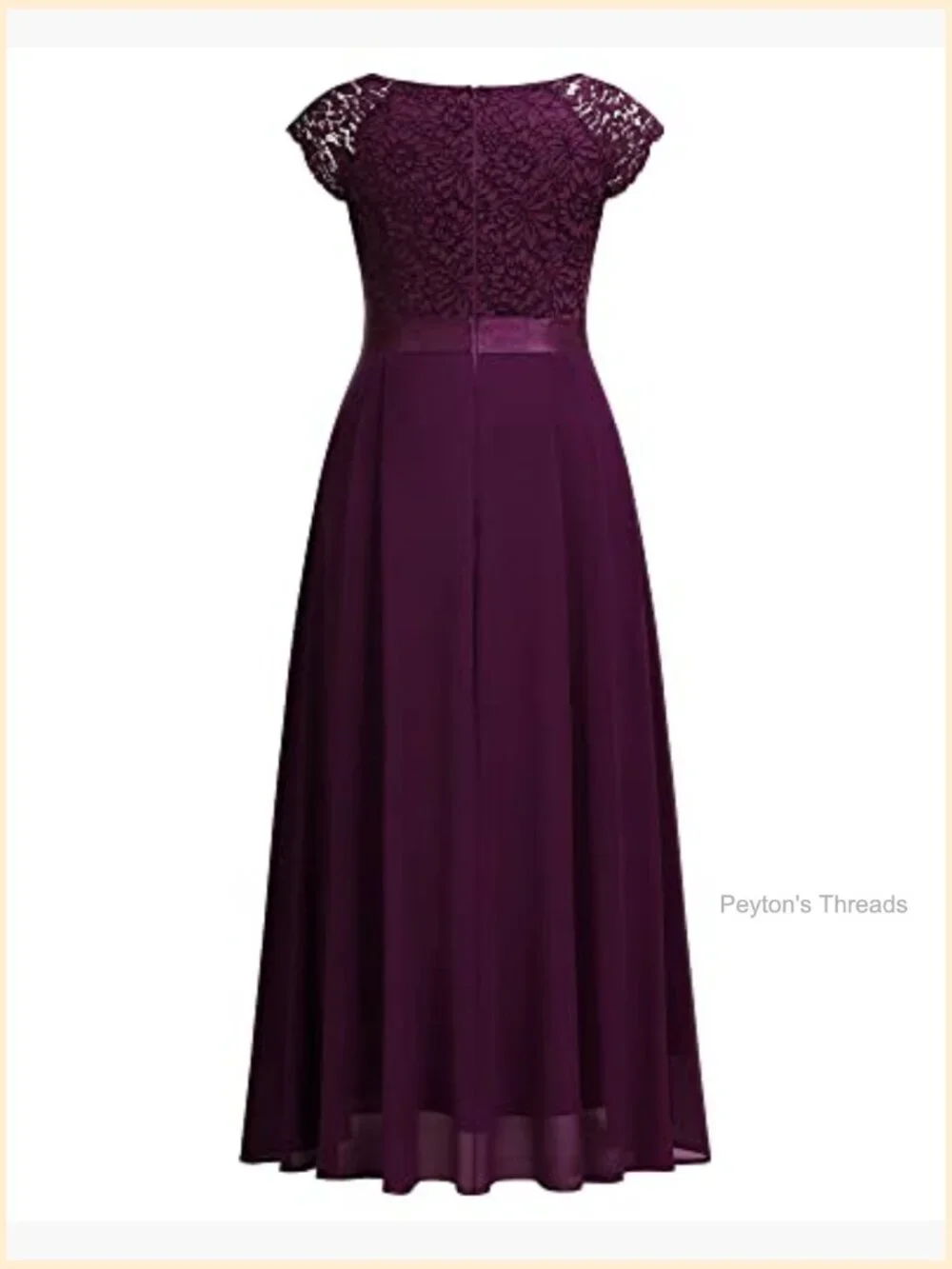 Plus Size V-Neck Lace Cap Sleeve Ruffle Maxi Dress Formal Evening